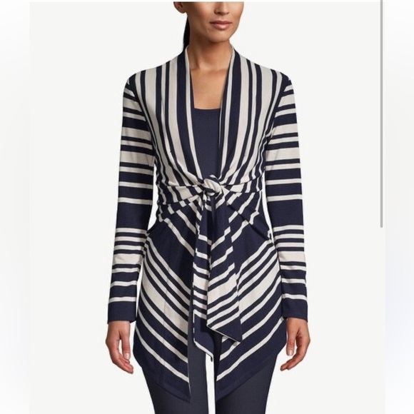 Chico's Tops - Chico’s NWT Woman’s Everyday Tie Drop Shoulder Striped Cardigan‎